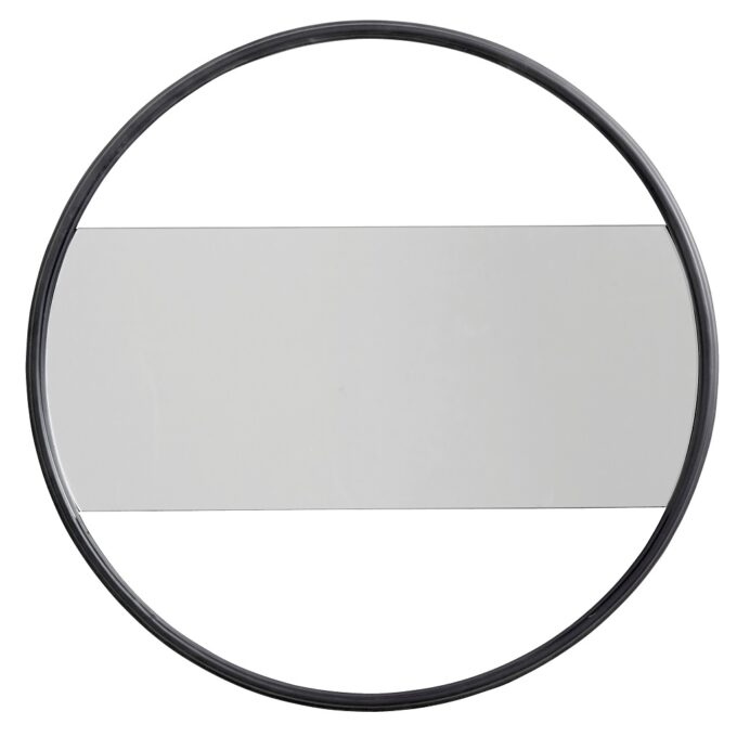Round Mirror Iron Mat Black
