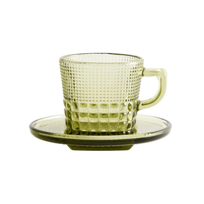 Light Green Glass Cup and Saucer
