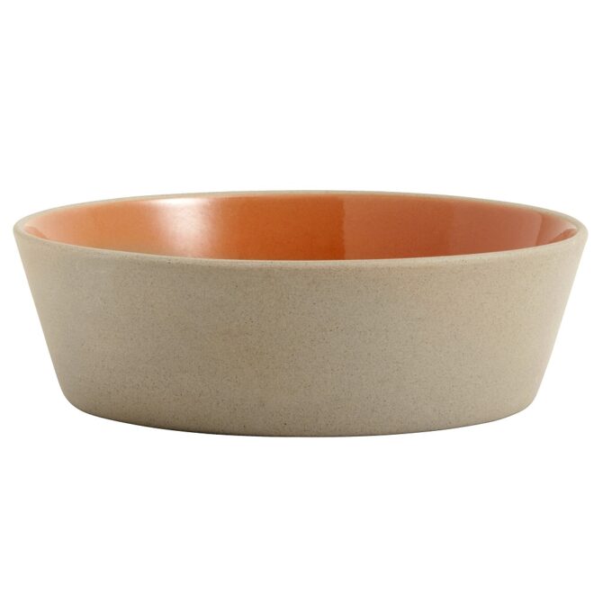 Large Beige/Peach Stoneware Bowl