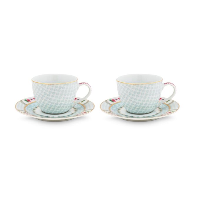 Blushing Birds Set of Two White Espresso Cups and Saucers 280ml
