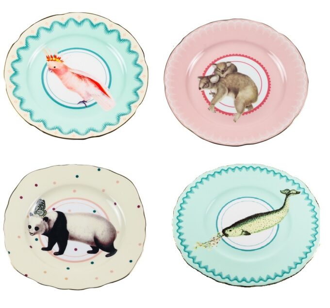 Yvonne Ellen Set/4 Animal Cake plates