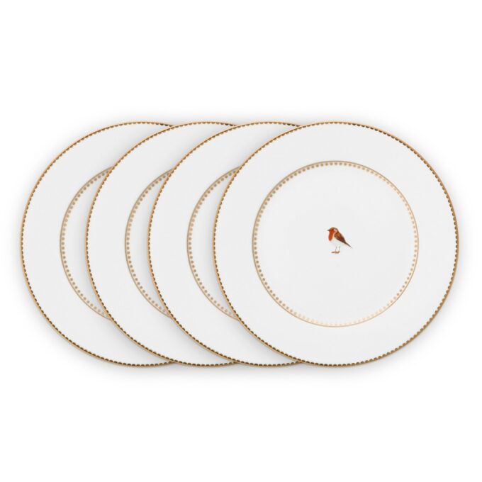 Love Birds Set of 4 White Plates 17cm