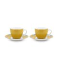 Pip Studio Blushing Birds Set of Two Yellow Espresso Cups and Saucers 120ml