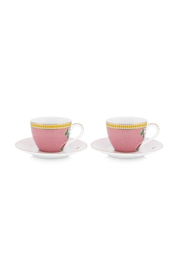 La Majorelle Set of Two Pink Espresso Cups and Saucers 120ml