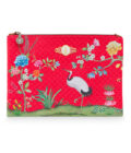 Large Red Good Morning Flat Cosmetic Pouch