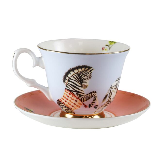 Yvonne Ellen NEW zebra teacup & saucer