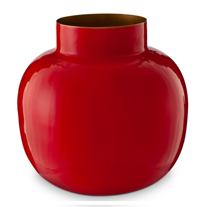Pip Studio Red Round 25cm Metal Vase