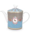 Love Birds Medallion Blue-Khaki 1.3ltr Teapot