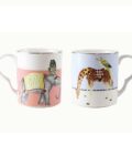 Yvonne Ellen Set of 2 Mugs Giraffe/Elephant