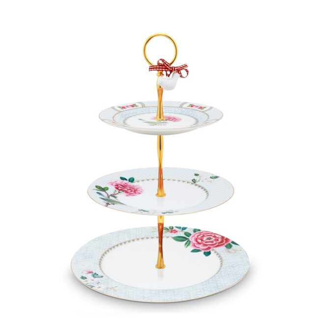 Blushing Birds White Cake Stand with 3 Layers
