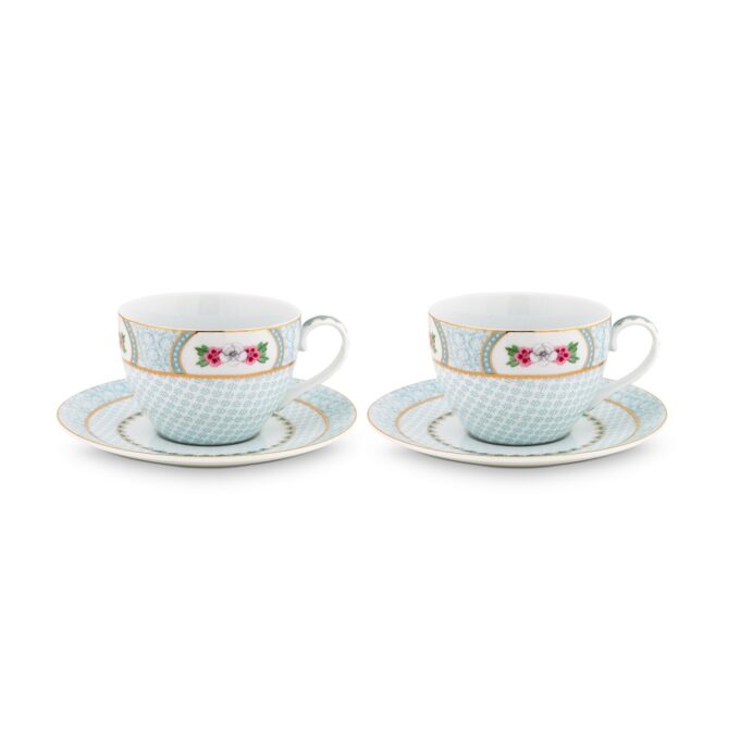 Blushing Birds Set of Two White Cappuccino Cups & Saucers 280ml