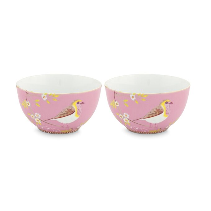 Early Bird Set/2 Pink Bowls 15cm